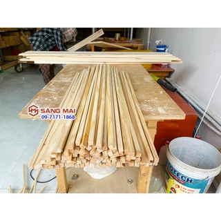 Thanh gỗ thông vuông 1cm x 1cm x dài 80cm + bào láng 4 mặt