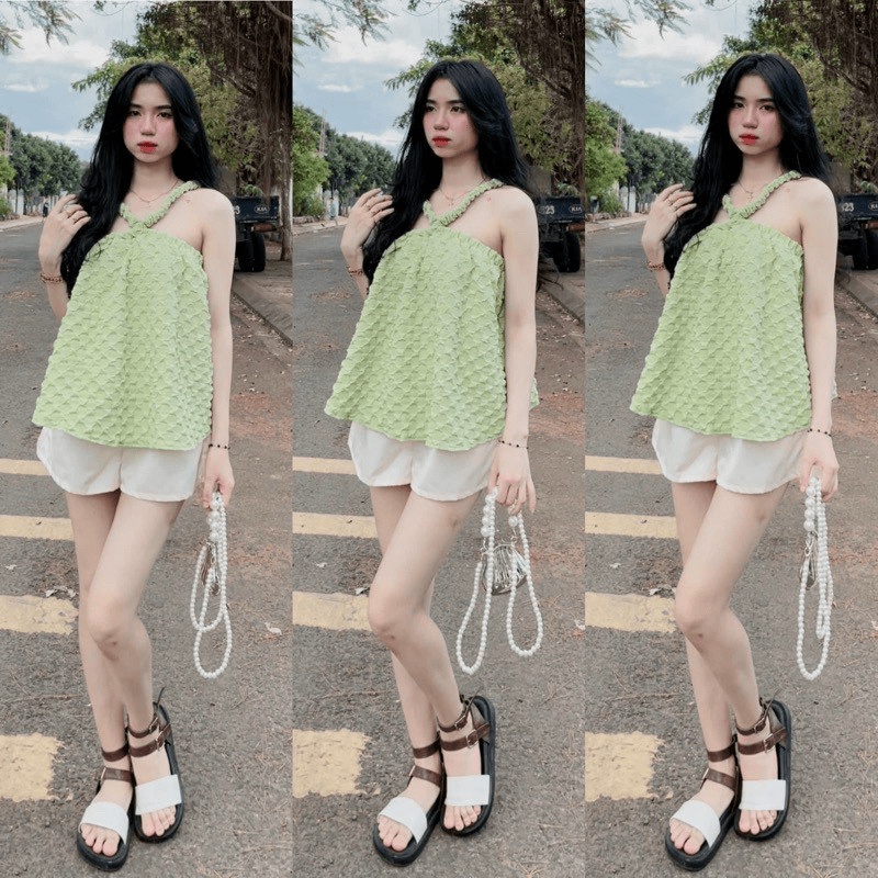 Sét Bộ 2 Món Áo Dây Baby Doll Kèm Quần Đùi Siêu Xinh Chất Đũi Xốp Mặc Đẹp Tôn Dáng [NEW UNISEX]