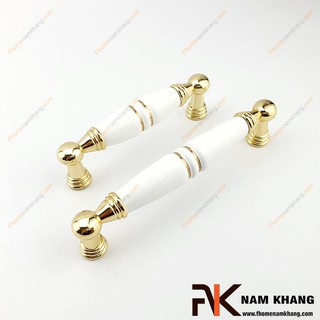 Tay nắm tủ bếp sứ trắng vàng NK298-TV2 ( Màu Vàng)