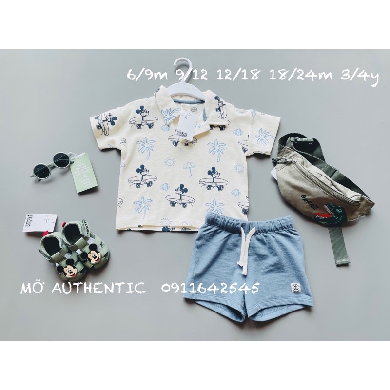 Bộ cộc bé trai Hm Aut | Săn sale Hm Uk | Áo cotton siêu mát | Thấm hút mồ hôi |