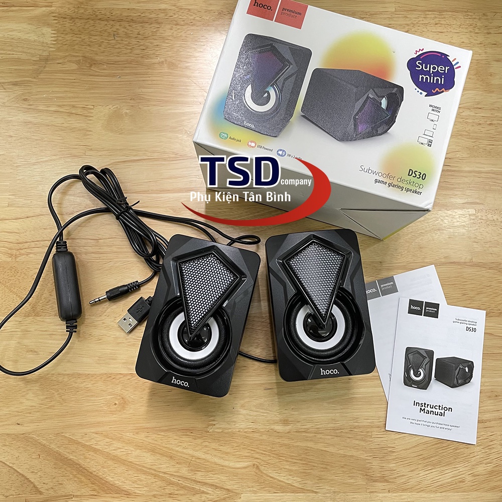 Loa Máy Tính Hoco DS30 Cao Cấp, Hỗ Trợ Đèn LED Đổi Màu, Âm Thanh Trung Thực, Độ Bền Cao. Bảo Hành 12 Tháng