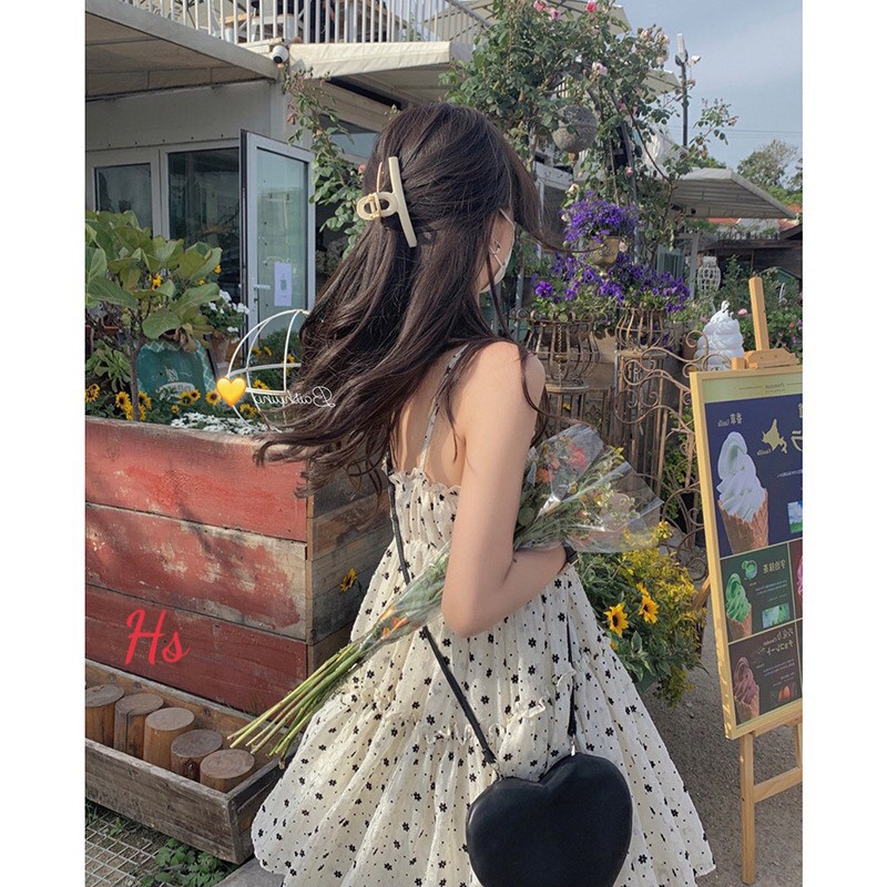 Váy 2 dây hoa nhí 🍉đầm babydoll 2 dây có họa tiết bông hoa nhỏ chất liệu vải co giãn nhẹ thiết kế theo style tiểu thư