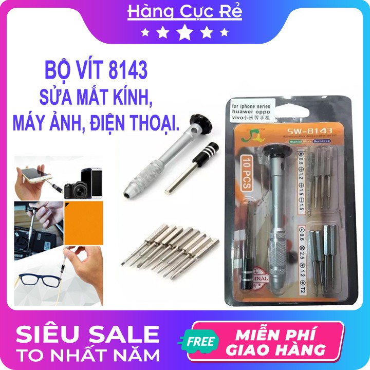 Bộ tuavit sữa chữa điện thoại, laptop, mắt kính, iphone 🚀Freeship🚀 Bộ tô vít 8 đầu đa năng cao cấp-Shop Hàng Cực Rẻ