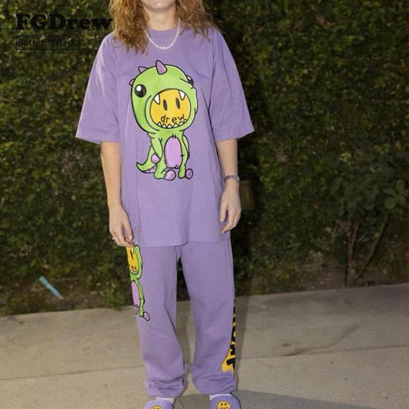 Áo Thun Drew Áo Thun Tay Lỡ Form Rộng Unisex 38-65kg Nam Nữ Phong Cách Ulzzang