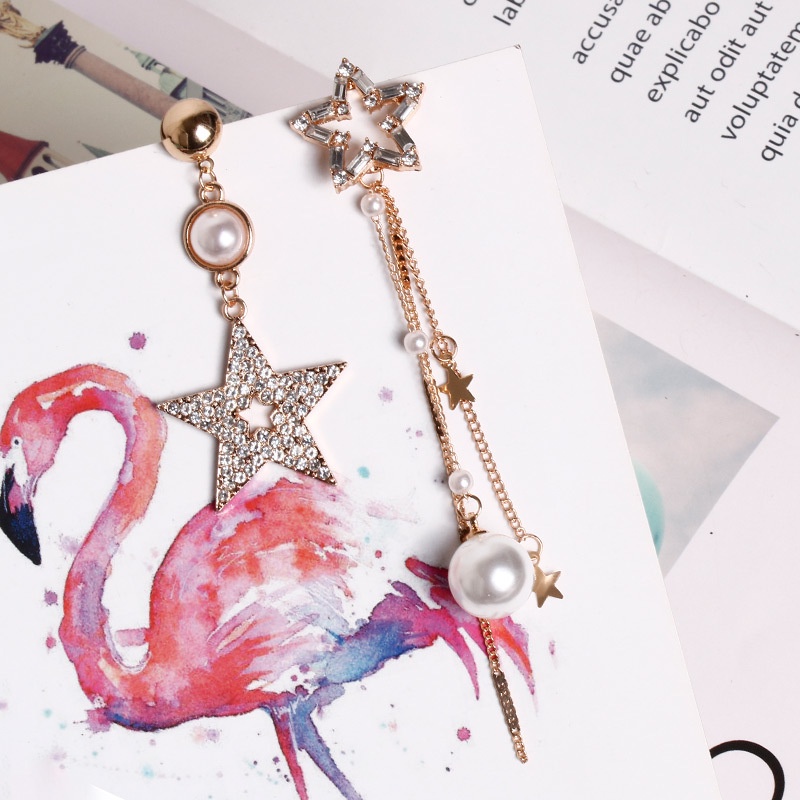 Khuyên tai dài mạ bạc 925 đính đá và ngọc trai xinh xắn thời trang cho nữ