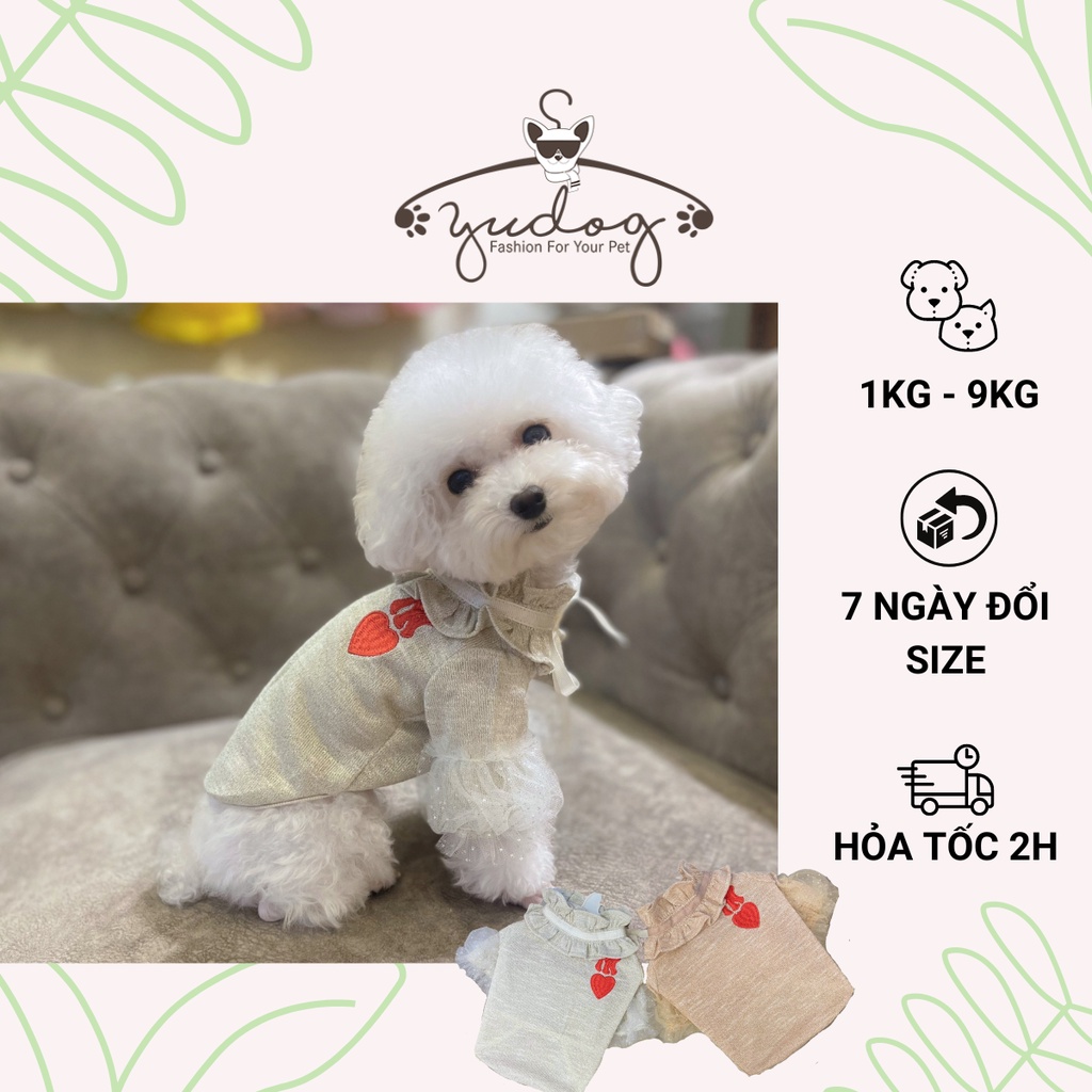 Áo cho chó Yudog áo tay bèo chó mèo nhũ kim tuyến