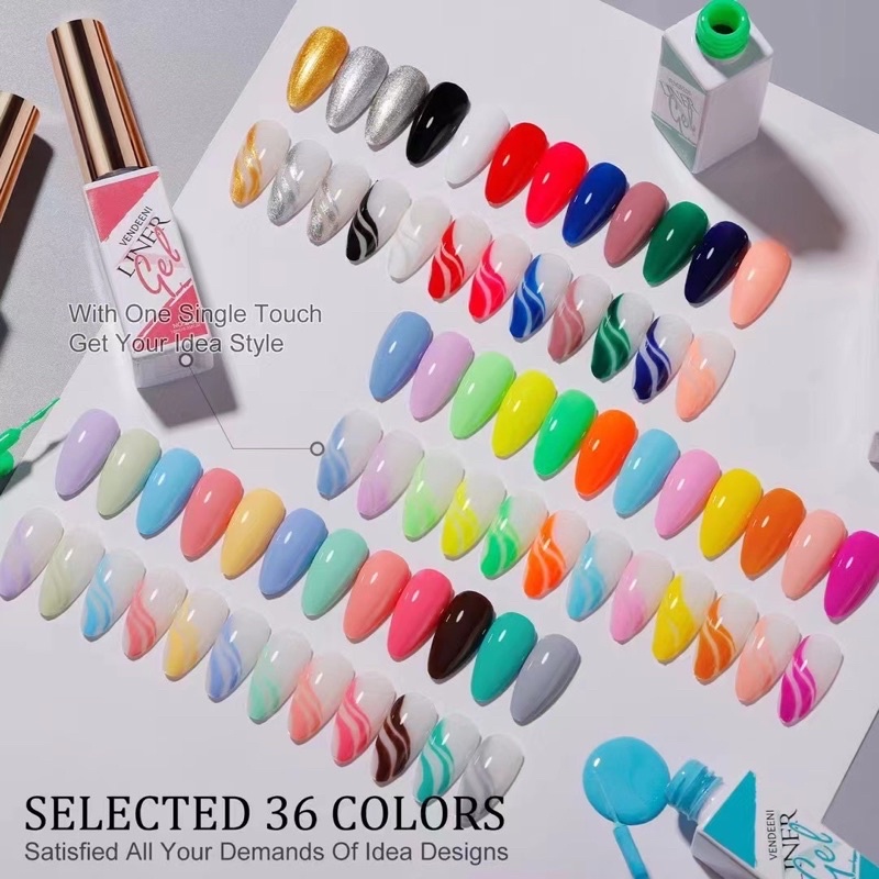 Sơn gel cọ nét vendeeni set 36 màu siêu đặc