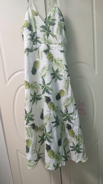Váy maxi 2 dây hoạ tiết dứa | BigBuy360 - bigbuy360.vn