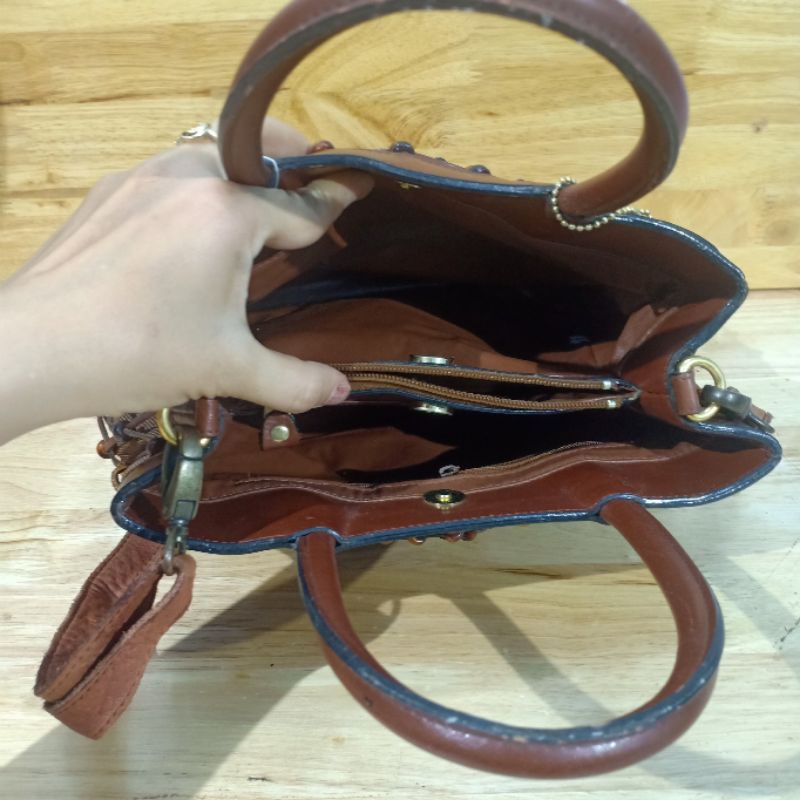 Túi xách có dây đeo da đan secondhand (túi si, đồ si, hàng thùng, uyen2hand vintage) 311218