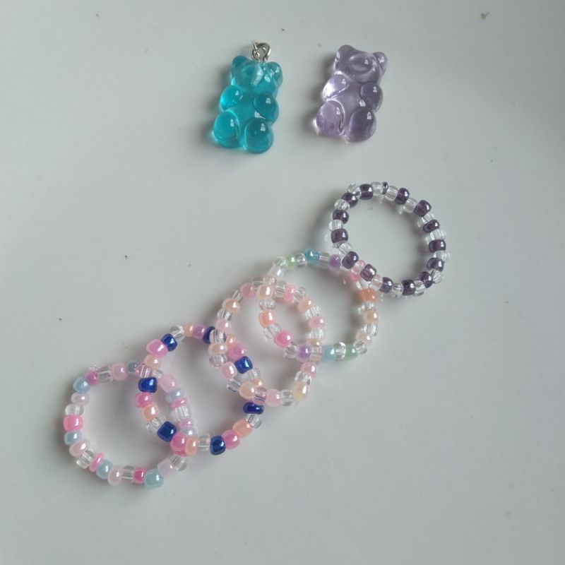 Nhẫn hạt cườm handmade nhiều loại siêu xinh:33