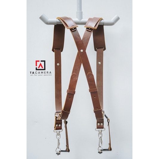 TACamera: Dây Đeo 2 Máy Ảnh Double Strap Da Thật Handmade TA5004