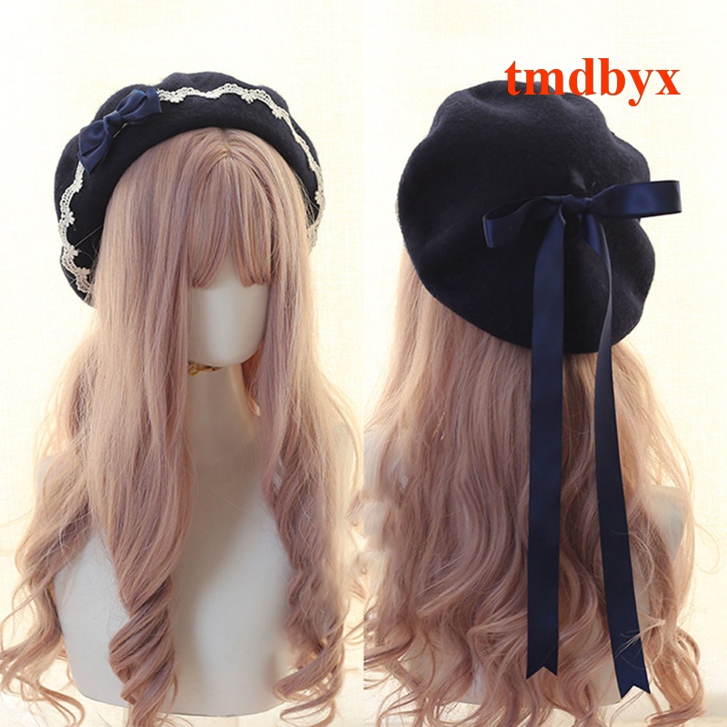 Mũ Beret Đính Nơ Phong Cách Lolita Dễ Thương Cho Nữ