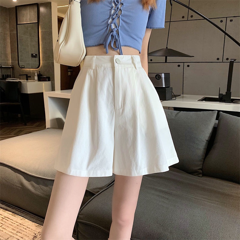 Quần Short Denim Lưng Cao Ống Rộng Thời Trang Cho Nữ