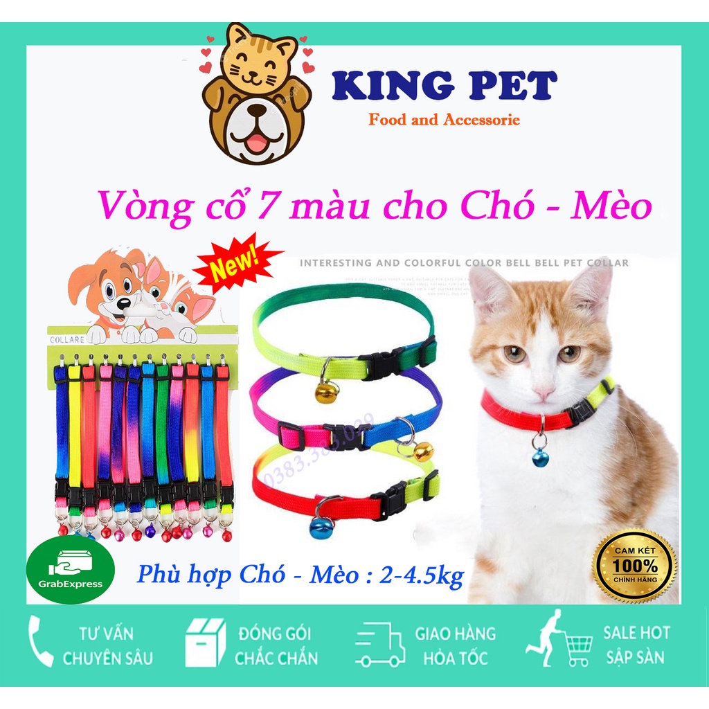 Vòng cổ cho chó mèo.Vòng đeo cổ dây dù 7 màu có chuông.Vòng dây xích cho chó mèo