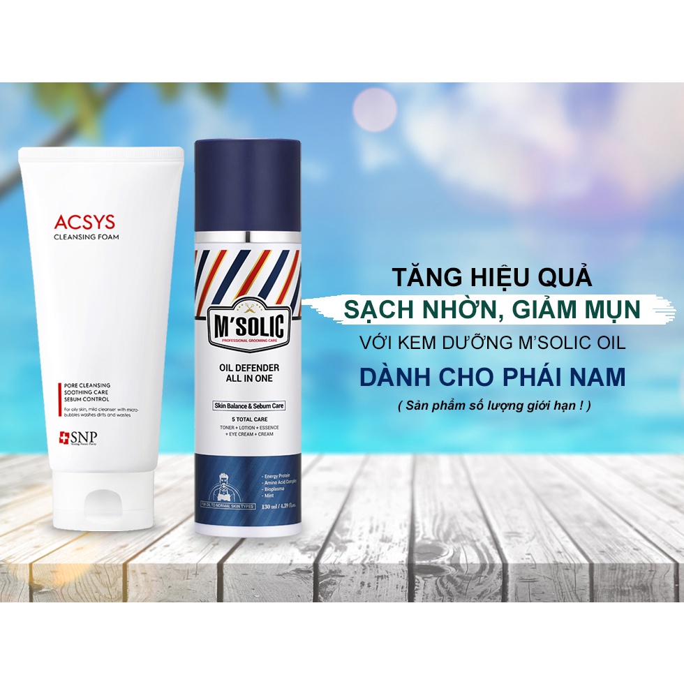 Sữa Rửa Mặt Giảm Mụn Sạch Nhờn Dịu Nhẹ Da Nhạy Cảm SNP Acsys Cleansing Foam
