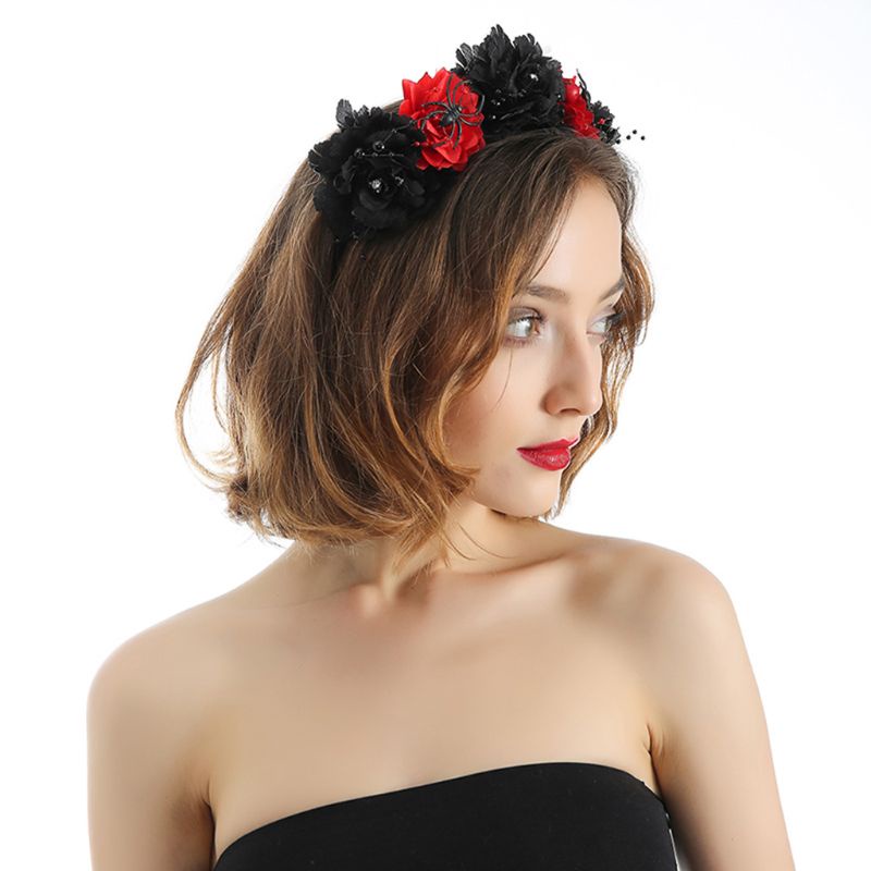Cài Tóc Đính Hoa Hồng Giả Hóa Trang Halloween