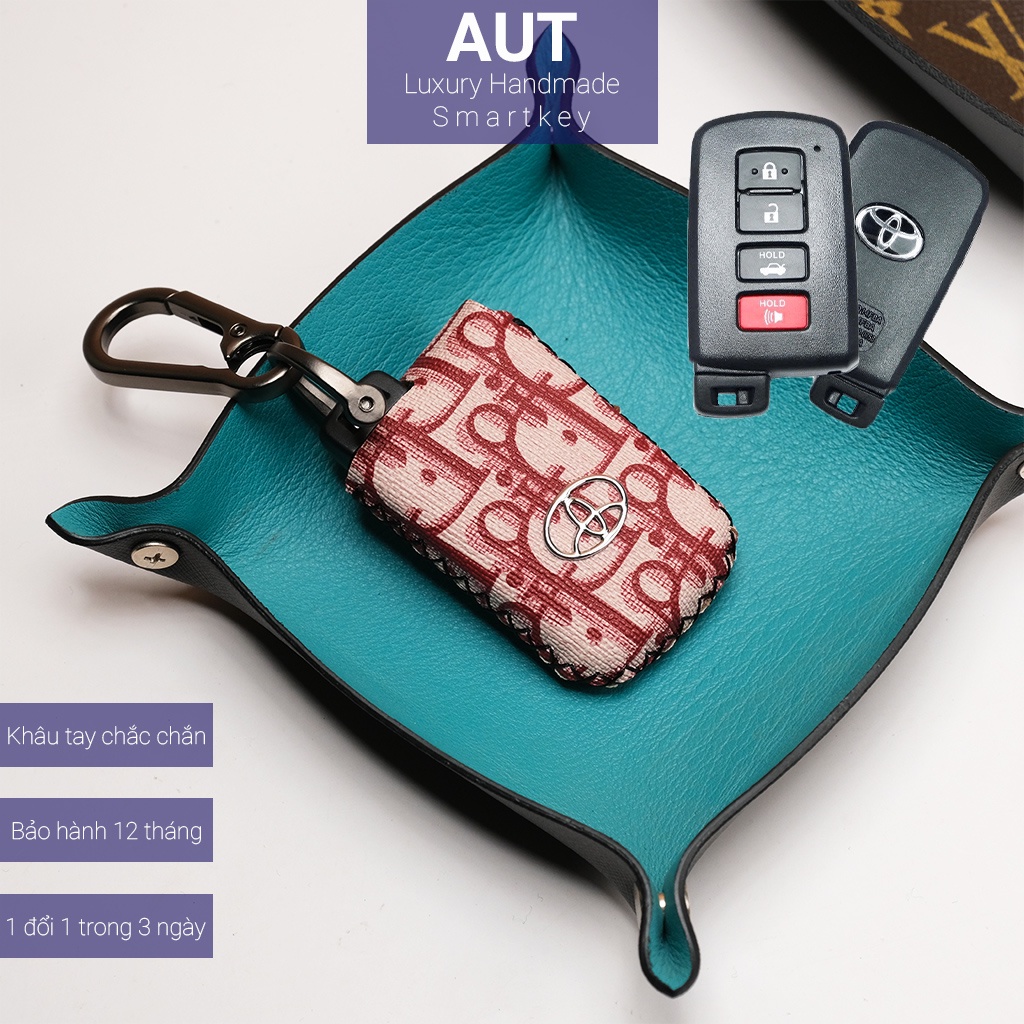 Ốp da chìa khóa ô tô Toyota Altis Camry Highlander Dior khâu tay TAT CD
