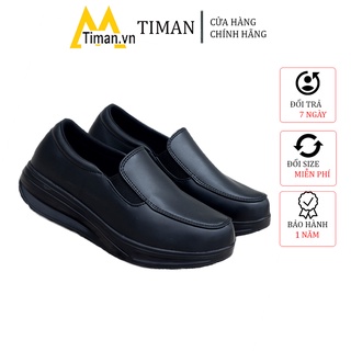 Giày lười nữ chất liệu da vải slip on kiểu mọi đế cao màu trắng độn đế bảo hành 1 năm NH02 TIMAN