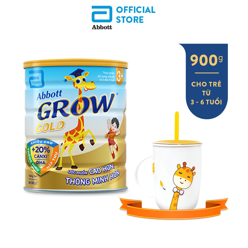 [Tặng ly sứ Grow] Sữa bột Abbott Grow 3+ 900g