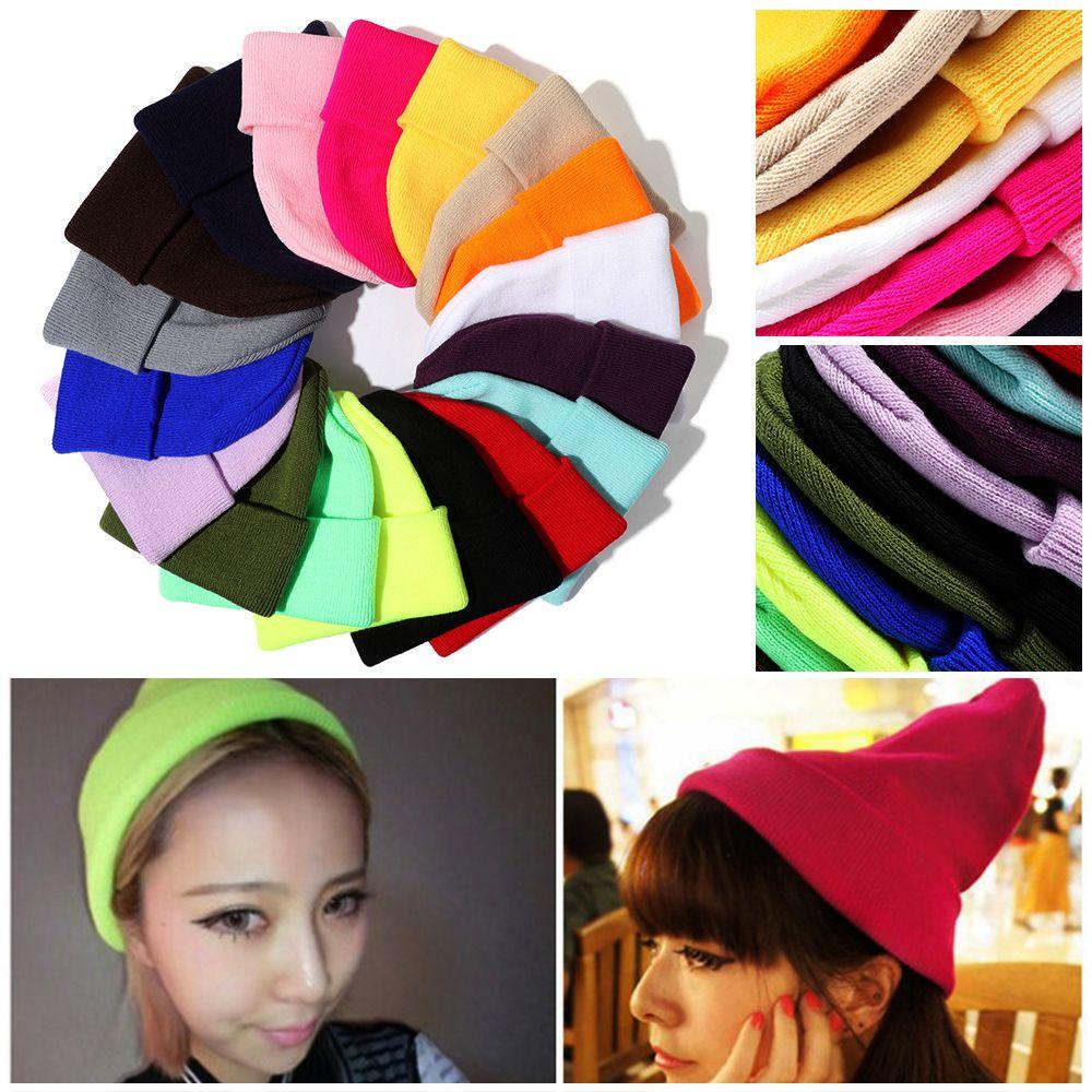 Mũ Beanie Dệt Kim Màu Trơn Dễ Thương Cho Nam Và Nữ