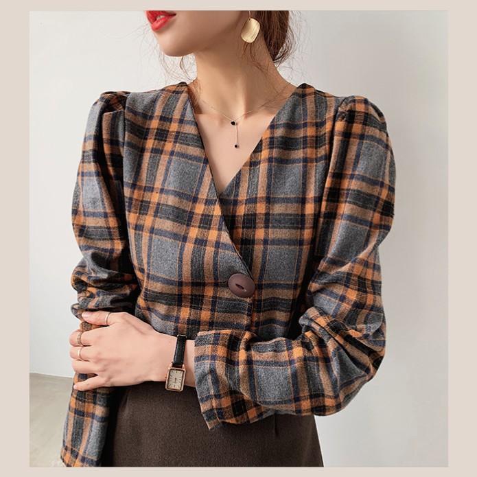 Áo Sơ Mi Tay Dài Kẻ Sọc Kiểu Retro Thời Trang Mùa Xuân Cho Nữ