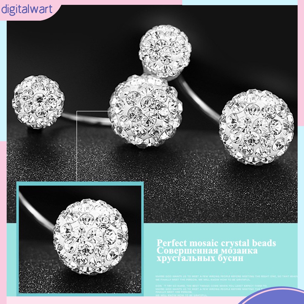 Đôi bông tai dáng dài hình quả bóng đính đá thời trang cho nữ