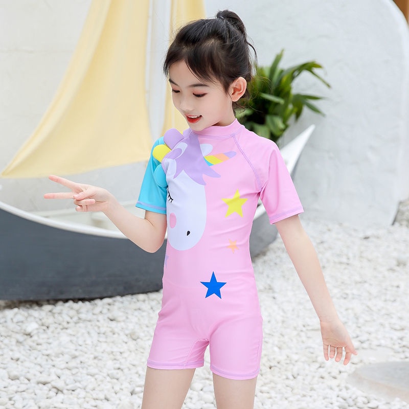 ♛Bộ Đồ Bơi Liền Thân Chống Nắng Nhanh Khô Kiểu Dáng Dễ Thương Dành Cho Bé Gái