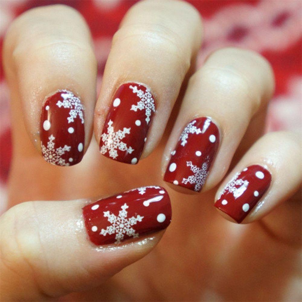 DIACHAVN Set 2 Miếng Dán Trang Trí Móng Tay Hình Bông Tuyết DIY Thời Trang Dành Cho Nữ