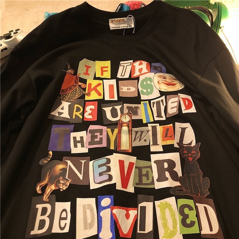 Áo Thun Cotton Ngắn Tay In Chữ Sáng Tạo Thời Trang Hàn Quốc Cho Nữ