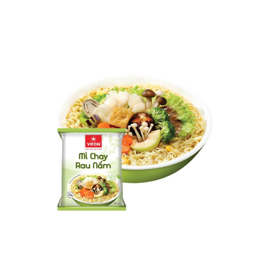 [Mã FMCGM25 - 10% ĐH 150K] Thùng 30 Mì Chay Rau Nấm VIFON (65g/Gói)