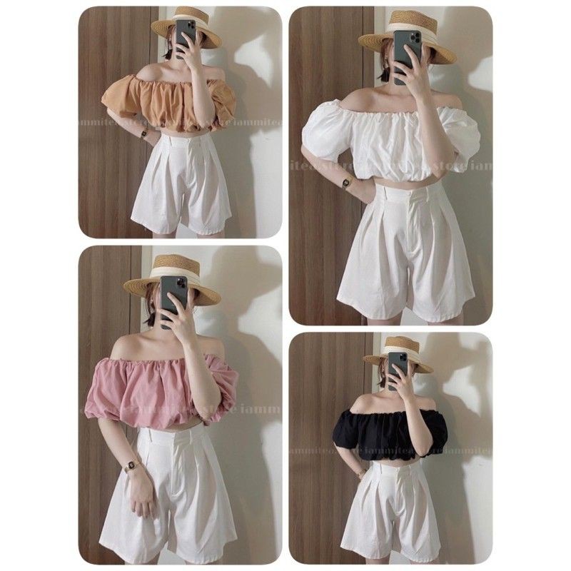 áo kiểu tay bồng croptop | BigBuy360 - bigbuy360.vn