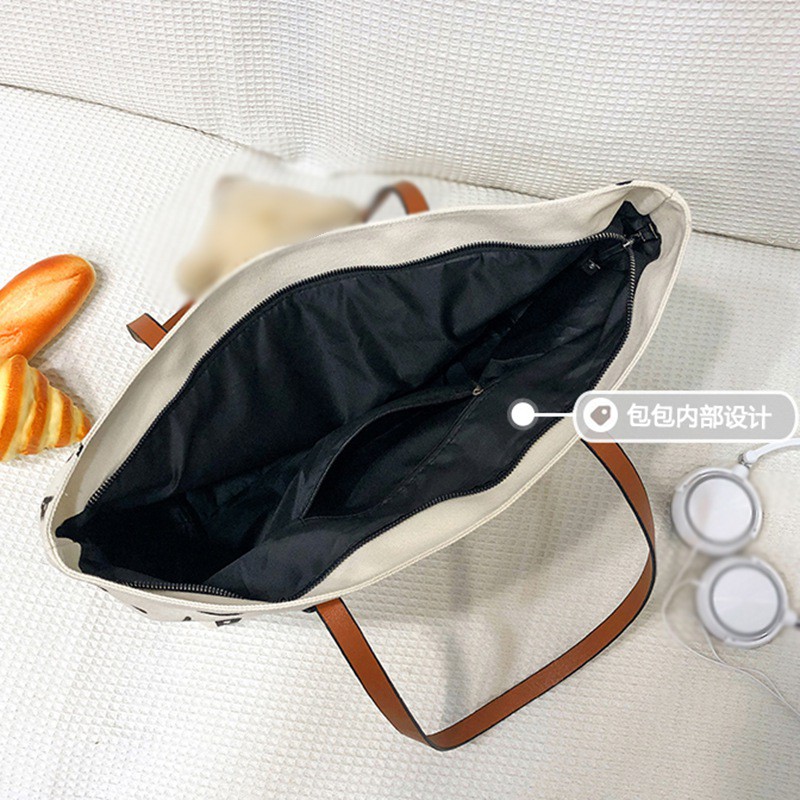 Túi Vải Canvas Đeo Vai Có Khóa Kéo Họa Tiết Graffiti Thời Trang Cho Nữ