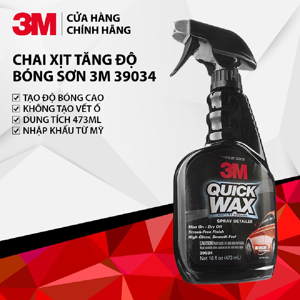 3M QUICK WAX3M PN39034 473ML - CHAI XỊT ĐÁNH BÓNG NHANH (ĐEN) LHS