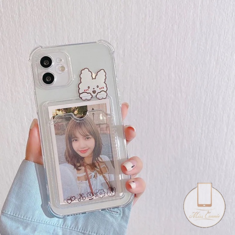 Ốp Điện Thoại tpu Mềm Trong Suốt In Hình Gấu / Thỏ Có Ngăn Đựng Thẻ Cho iphone 6 6s 7 8 plus 11 12 13 14 pro max xs max x xr
