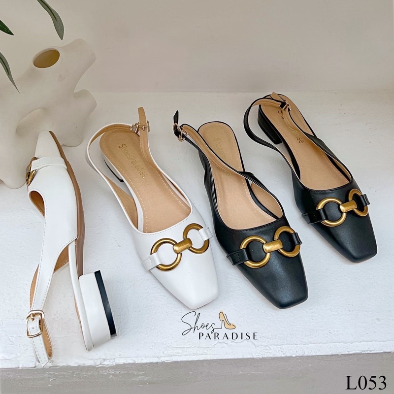Giày cao gót nữ đế vuông 2 phân mũi vuông bít mũi 2p shoes paradise L053