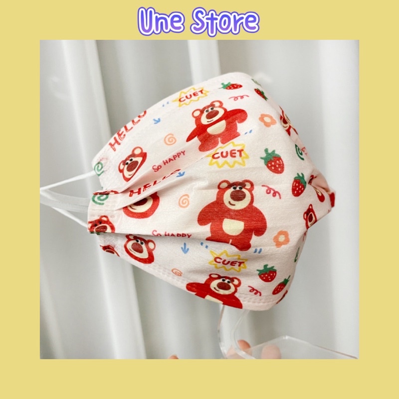 1 chiếc khẩu trang trẻ em in hình dễ thương Lotso - Strawberry Bear