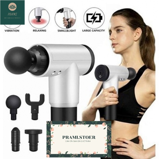 Máy massage cầm tay cổ chân bụng , Súng massage cầm tay cao cấp 4 đầu 6 chế độ xóa tan đau nhức mỏi - Bảo hành 1 đổi 1