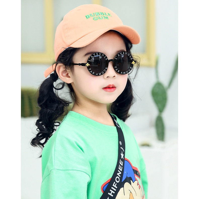 Kính Mát Gọng Tròn Nhỏ Hình Chú Ong Dễ Thương Phong Cách Hàn Quốc Cho Bé