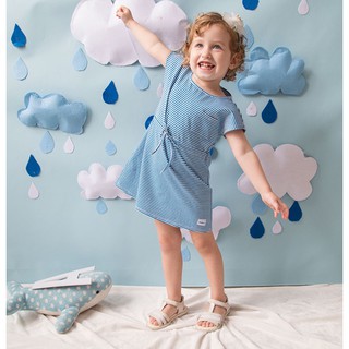 Đầm bé gái thắt nơ eo Tini Blue C3036