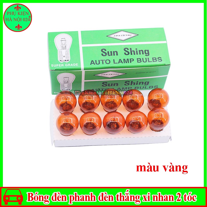 Hộp 10 Bóng Đèn Phanh Đèn Thắng Xi Nhan Ô Tô, Xe Máy Đui Cài 2 Tóc Điện Áp 12V/24V