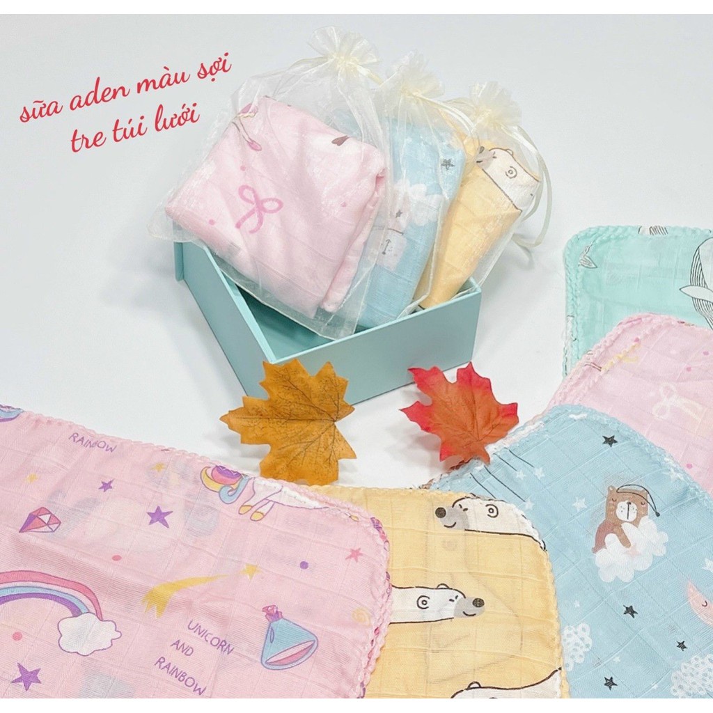 Set 10 khăn aden sợi tre túi lưới