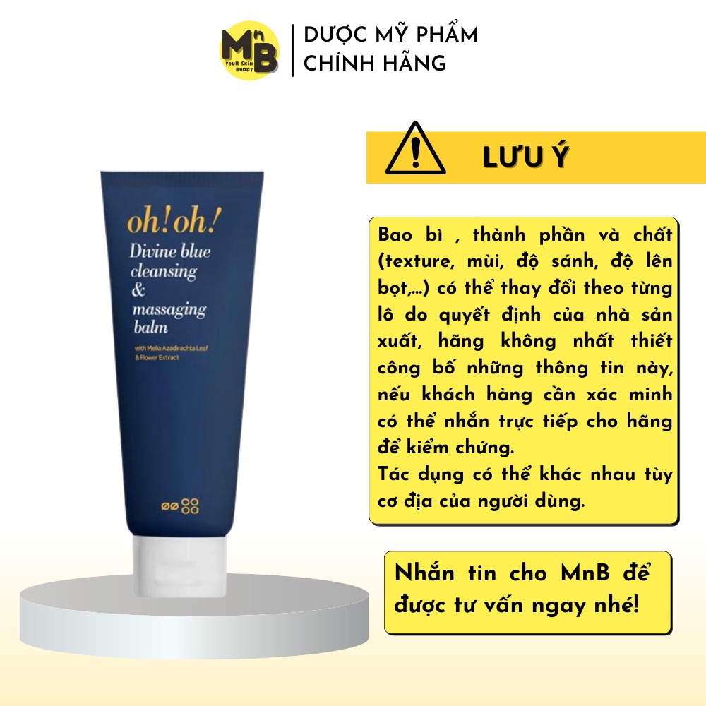 Sáp Tẩy Trang Làm Sạch Sâu, Trẻ Hóa Da oh!oh! Divine Blue Cleansing &amp; Massaging Balm (150ml)