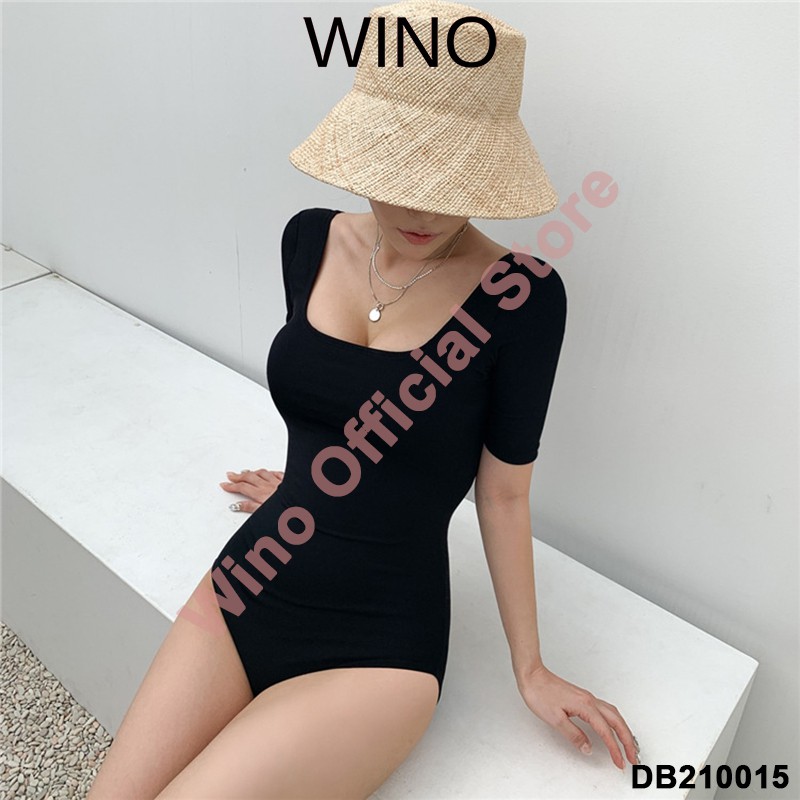 Bikini 1 mảnh giấu bụng vải thun co giãn 4 chiều, Đồ bơi nữ đi biển hở lưng cao cấp Wino Official Store