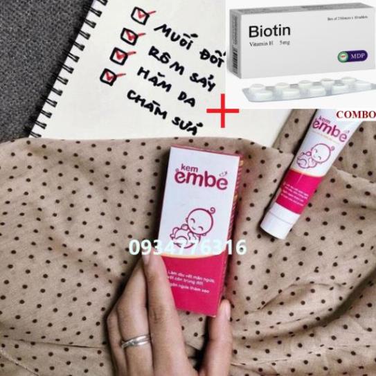 Combo Biotin 5mg+ Combo Kem Em Bé &amp; Kem Nẻ Em Bé - Bộ đôi kem bôi da thảo dược cho trẻ