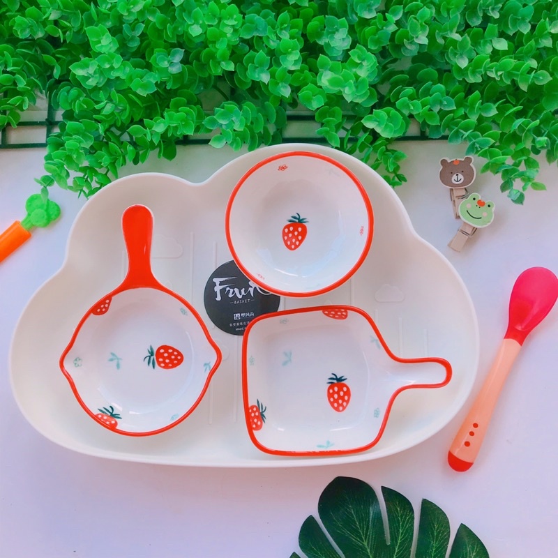 Bát sứ hình hoa ăn dặm hoạ tiết mini cho bé