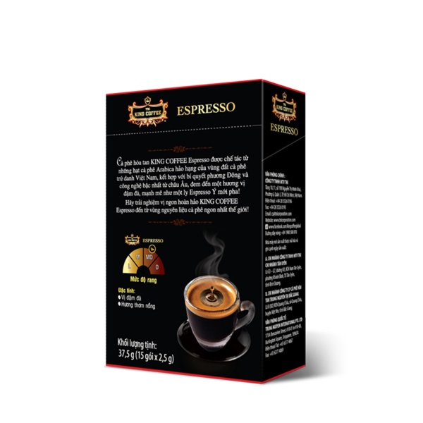 CÀ PHÊ HÒA TAN ESPRESSO KING COFFEE - HỘP 15 GÓI