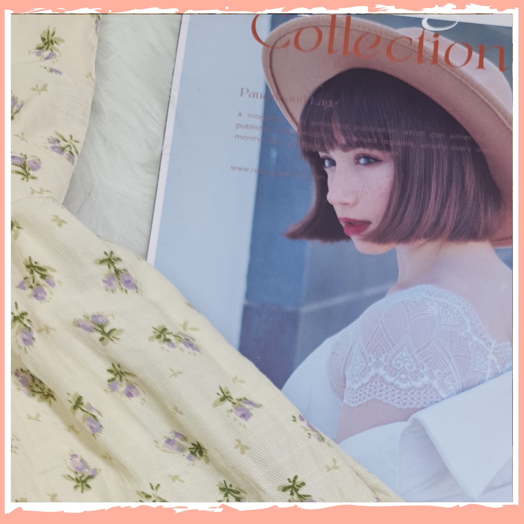 🔥Váy Hoa Nhí Cổ Vuông, Váy Tiểu Thư Vintage  Buộc Nơ Tay Bồng Có Chun, Váy Thiết Kế 2 Lớp Có Lót Quần by BELLY Clothing