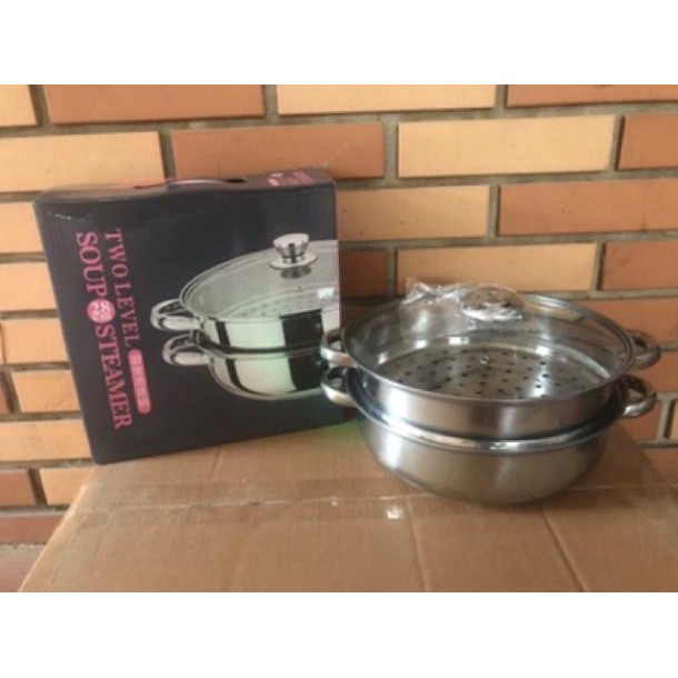 Nồi hấp inox 2 tầng POT size 28cm LOẠI DÀY