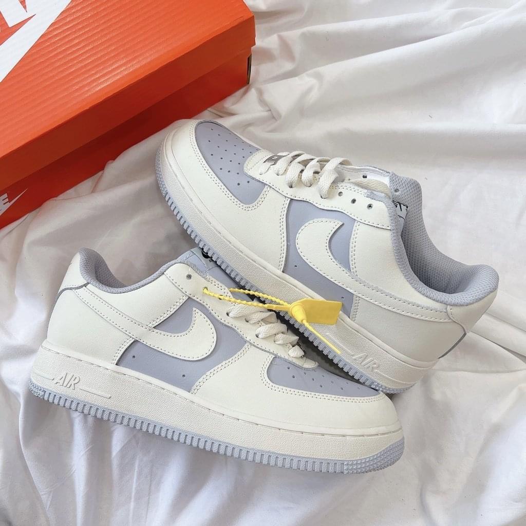 Giày thể thao Air Force 1 trắng xanh baby blue, giày sneakers af1 khoai môn hot 2022