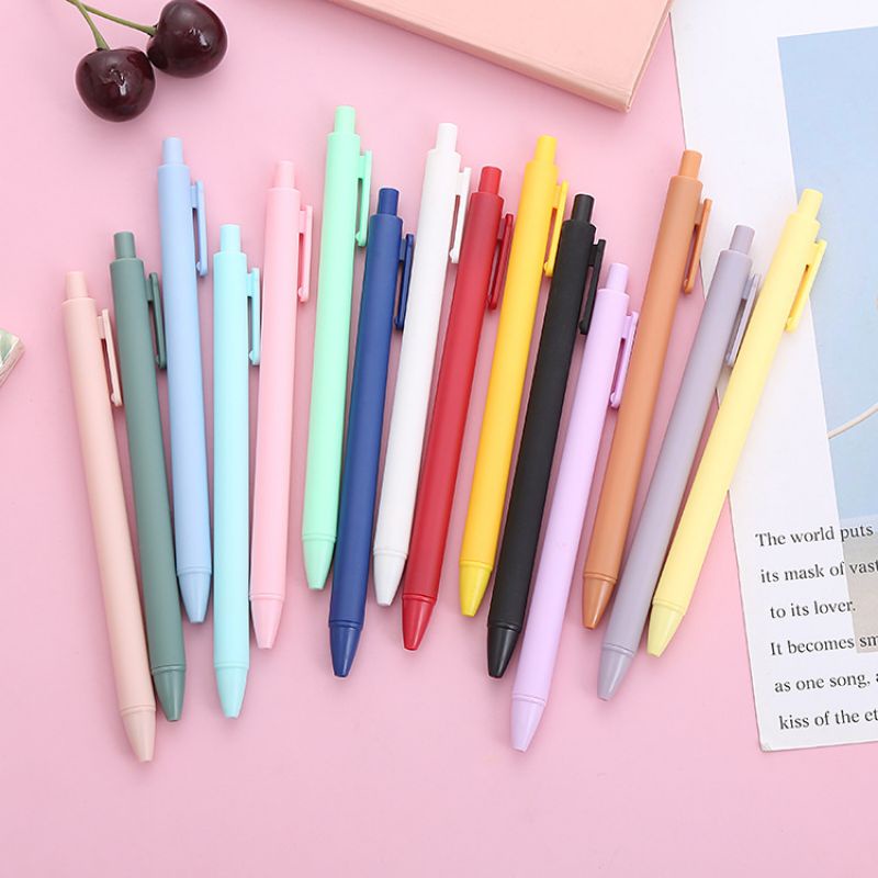 Bút gel mực đen ngòi 0,5mm vỏ pastel retro nhám